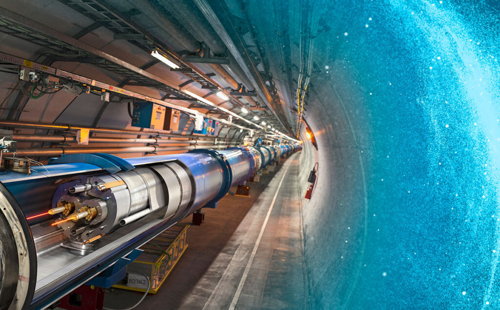 image du podcast, avec des tubes dans le tunnel de l'accélérateur